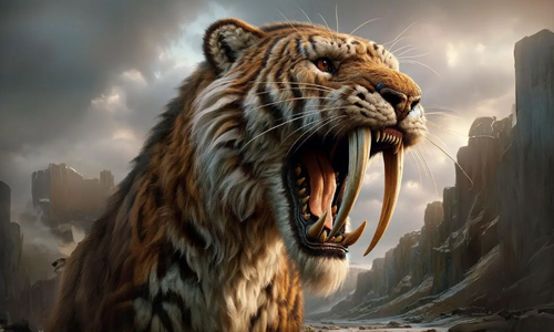 Saber-Tooth Tiger Got Its Name from Its Long Canine Teeth